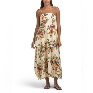 Christian Lacroix - Cream Tropical Scallop Hem Midi Dress  - Size S